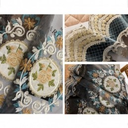 Cortina De Tule Bordado Sob Medida Cortina Europeia De Luxo Em Voile Transparente Para Sala De Estar