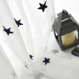 Cortina Transparente De Voile Com Bordado De Estrelas Feita Sob Medida, Painel De Cortina Para Sala De Estar, Quarto, Porta De Vidro E Janela