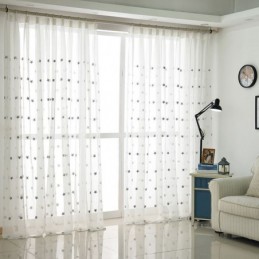 Cortina Transparente De Voile Com Bordado De Estrelas Feita Sob Medida, Painel De Cortina Para Sala De Estar, Quarto, Porta De Vidro E Janela