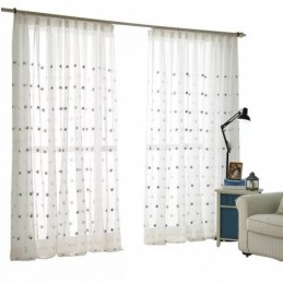 Cortina Transparente De Voile Com Bordado De Estrelas Feita Sob Medida, Painel De Cortina Para Sala De Estar, Quarto, Porta De Vidro E Janela