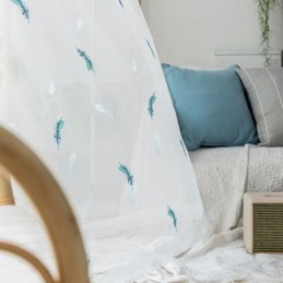 Cortina Transparente Bordada Com Penas Feita Sob Medida, Cortina Minimalista Respirável Para Sala De Estar E Quarto