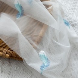 Cortina Transparente Bordada Com Penas Feita Sob Medida, Cortina Minimalista Respirável Para Sala De Estar E Quarto