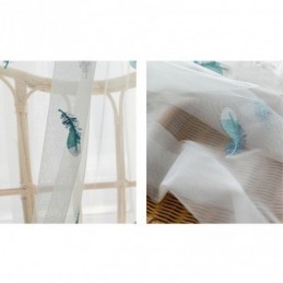 Cortina Transparente Bordada Com Penas Feita Sob Medida, Cortina Minimalista Respirável Para Sala De Estar E Quarto