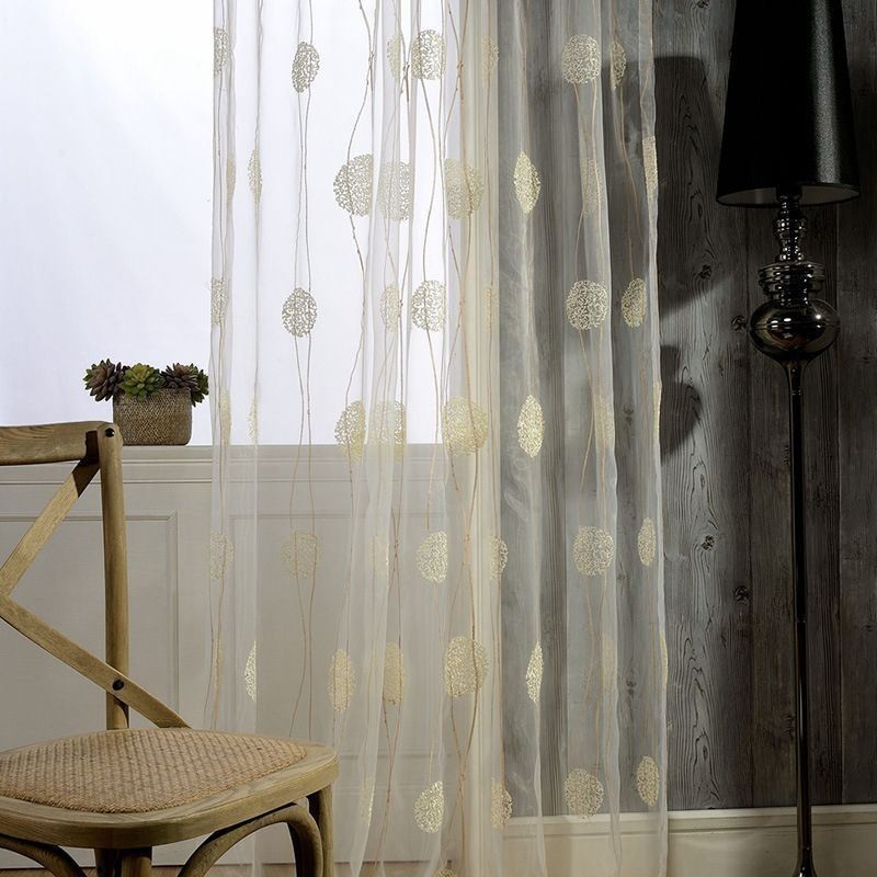 Cortina Delicada Transparente Feita Sob Medida Cortina De Tule Bordado Para Sala De Estar