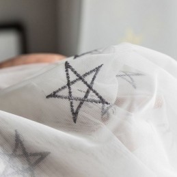 Cortina Bordada De Luxo Feita Sob Medida Com Padrão De Pentagrama Transparente Para Sala De Estar E Quarto