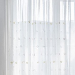 Cortina Bordada De Luxo Feita Sob Medida Com Padrão De Pentagrama Transparente Para Sala De Estar E Quarto