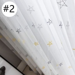 Cortina Bordada De Luxo Feita Sob Medida Com Padrão De Pentagrama Transparente Para Sala De Estar E Quarto