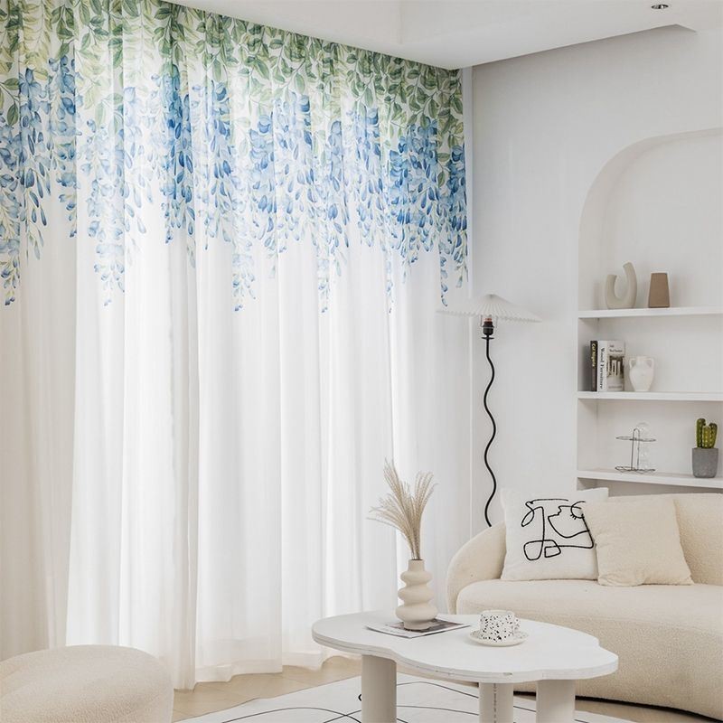 Cortina Transparente Moderna Feita Sob Medida Com Estampa De Plantas E Janela De Voile Para Sala De Estar E Varanda