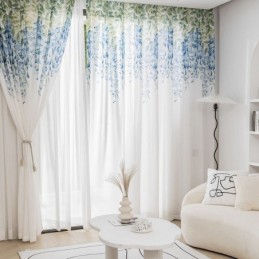 Cortina Transparente Moderna Feita Sob Medida Com Estampa De Plantas E Janela De Voile Para Sala De Estar E Varanda