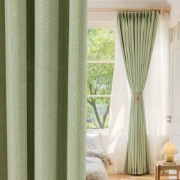 Cortinas Blackout Jacquard Com Folhas Para Sala De Estar