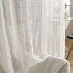 Cortina Nórdica Transparente Feita Sob Medida Em Tule Listrado Para Sala De Estar E Quarto