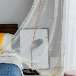 Cortina Clássica Transparente Feita Sob Medida Cortina De Tule Bordado Com Veado Para Sala De Estar