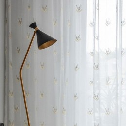 Cortina Clássica Transparente Feita Sob Medida Cortina De Tule Bordado Com Veado Para Sala De Estar