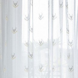Cortina Clássica Transparente Feita Sob Medida Cortina De Tule Bordado Com Veado Para Sala De Estar