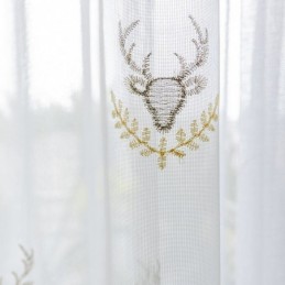 Cortina Clássica Transparente Feita Sob Medida Cortina De Tule Bordado Com Veado Para Sala De Estar