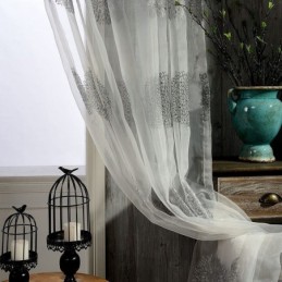 Cortina Moderna De Tule Bordado Sob Medida, Cortinas De Voile Transparente Para Sala De Estar E Quarto