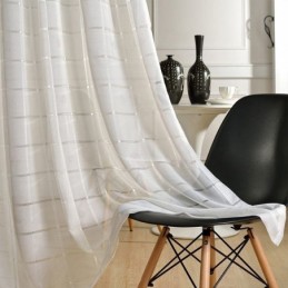 Cortina Transparente Jacquard Geométrica Feita Sob Medida Cortina De Luxo Tull Sala De Estar Quarto