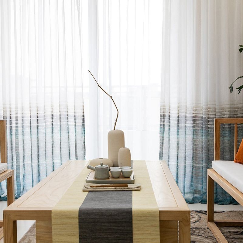 Cortina Transparente Estilo Nórdico Feita Sob Medida, Cortina De Voile Estampada Para Sala De Estar E Quarto