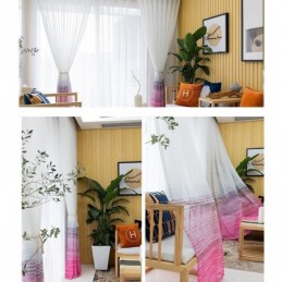 Cortina Transparente Estilo Nórdico Feita Sob Medida, Cortina De Voile Estampada Para Sala De Estar E Quarto