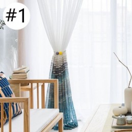 Cortina Transparente Estilo Nórdico Feita Sob Medida, Cortina De Voile Estampada Para Sala De Estar E Quarto