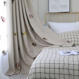 Cortina Blackout Contemporânea Max Feita Sob Medida Cortina Smiley Cat Bordada Quarto