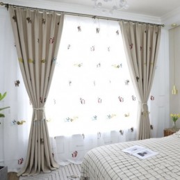 Cortina Blackout Contemporânea Max Feita Sob Medida Cortina Smiley Cat Bordada Quarto