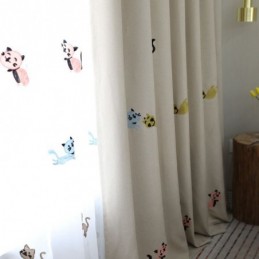 Cortina Blackout Contemporânea Max Feita Sob Medida Cortina Smiley Cat Bordada Quarto