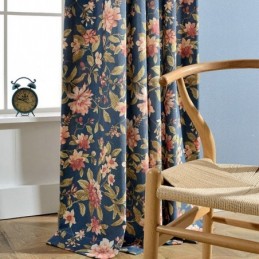 Cortina Para Sala De Estar Sob Medida Cortina Azul Com Estampa Magnífica Tratamento Para Janela Do Quarto