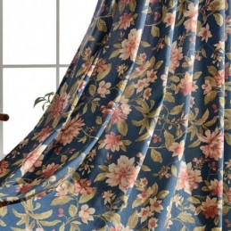 Cortina Para Sala De Estar Sob Medida Cortina Azul Com Estampa Magnífica Tratamento Para Janela Do Quarto