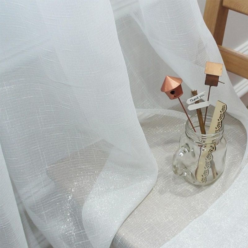 Cortina Elegante Transparente Feita Sob Medida, Cortina De Tule De Cor Sólida Para Sala De Estar E Quarto