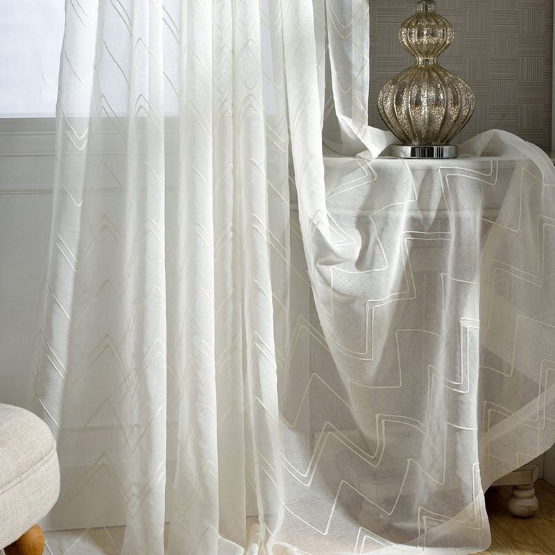 Cortinas Brancas Transparentes, Cortinas Bordadas Para Janelas, Cortinas Sob Medida Para Sala De Estar E Quarto