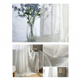 Cortinas Brancas Transparentes, Cortinas Bordadas Para Janelas, Cortinas Sob Medida Para Sala De Estar E Quarto