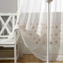 Cortina Nórdica De Tule Bordado Sob Medida, Cortina Floral Voile Transparente Para Sala De Estar