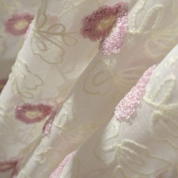 Cortina Nórdica De Tule Bordado Sob Medida, Cortina Floral Voile Transparente Para Sala De Estar