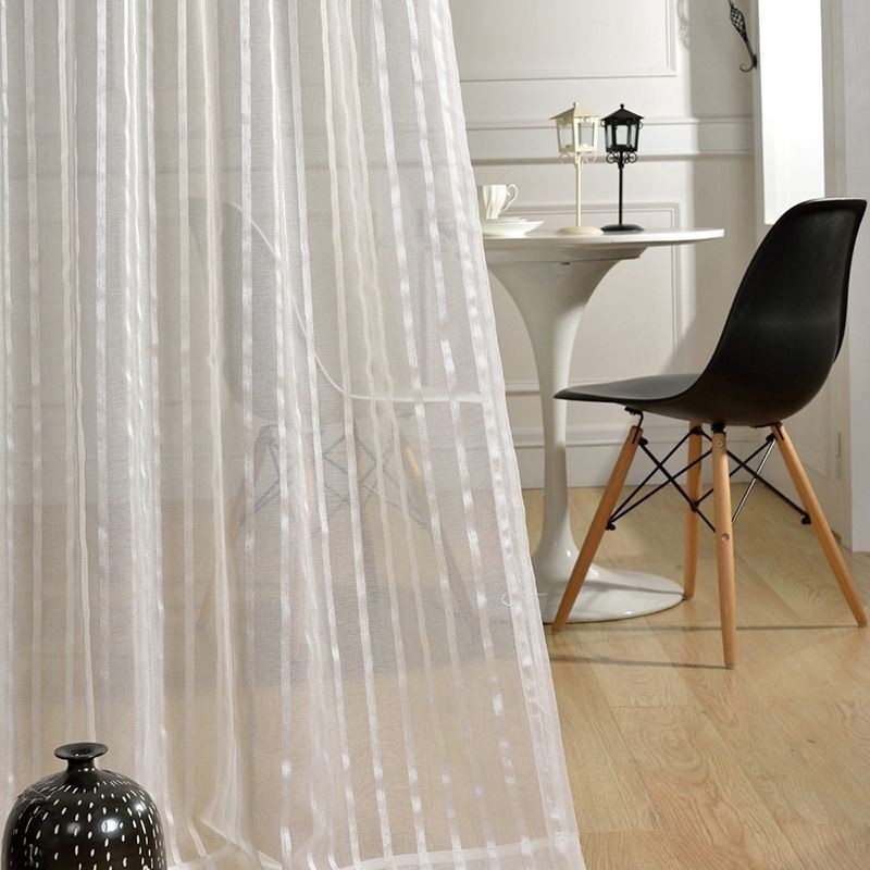 Cortina Elegante De Tule Branco Feita Sob Medida Para Sala De Estar E Quarto