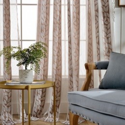 Cortinas De Tule Jacquard Com Folhas, Cortinas Nórdicas Transparentes Para Sala De Estar