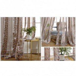 Cortinas De Tule Jacquard Com Folhas, Cortinas Nórdicas Transparentes Para Sala De Estar