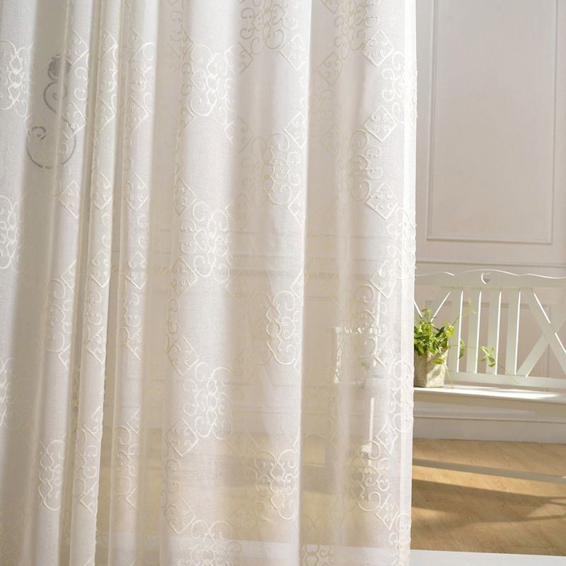 Cortina Nórdica De Voile Sob Medida Cortina Bordada Transparente Sala De Estar Quarto