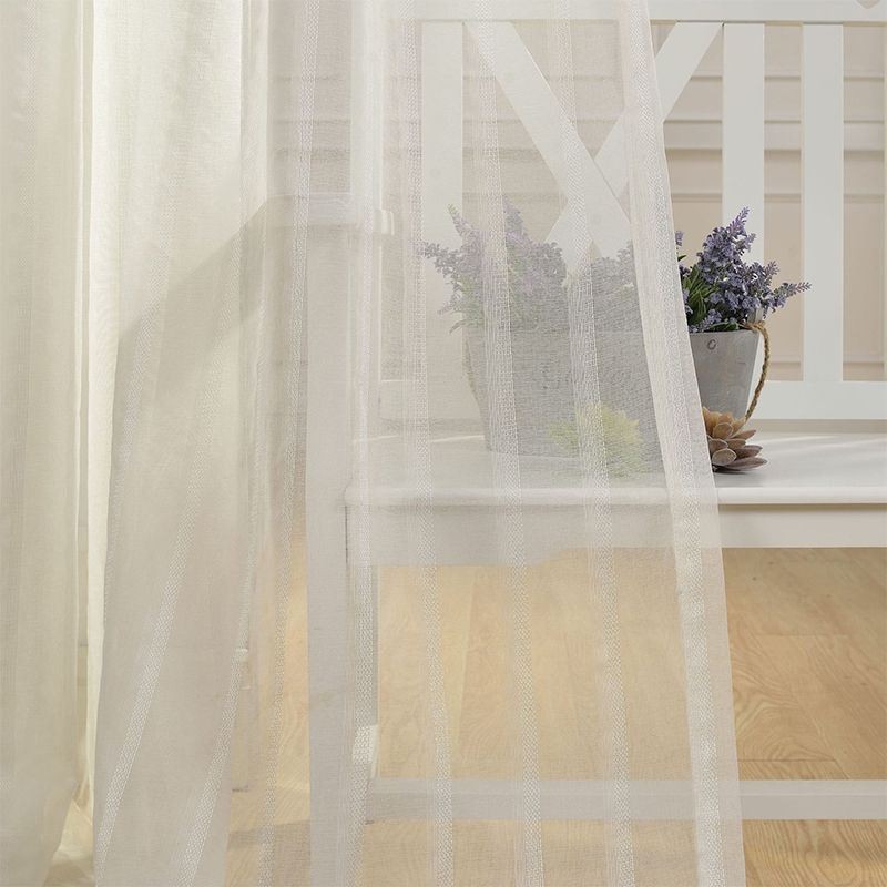 Cortina Transparente Respirável Feita Sob Medida, Cortina Decorativa De Tule Branco Voile Para Sala De Estar