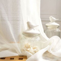 Cortina Transparente Respirável Feita Sob Medida, Cortina Decorativa De Tule Branco Voile Para Sala De Estar