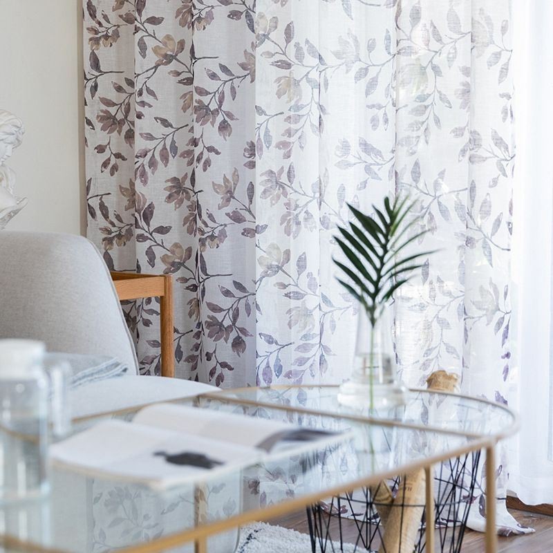 Cortina Estampada Botânica Feita Sob Medida, Cortina De Tule Transparente Para Sala De Estar E Quarto