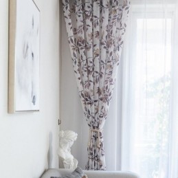 Cortina Estampada Botânica Feita Sob Medida, Cortina De Tule Transparente Para Sala De Estar E Quarto