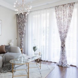 Cortina Estampada Botânica Feita Sob Medida, Cortina De Tule Transparente Para Sala De Estar E Quarto
