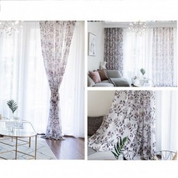 Cortina Estampada Botânica Feita Sob Medida, Cortina De Tule Transparente Para Sala De Estar E Quarto