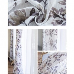 Cortina Estampada Botânica Feita Sob Medida, Cortina De Tule Transparente Para Sala De Estar E Quarto