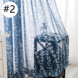 Cortina Transparente Estampada Simplicity Feita Sob Medida Cortina De Folhas De Tule Para Sala De Estar