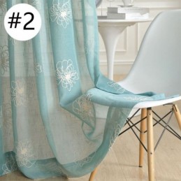 Cortinas De Voile Transparente Com Bordados Florais E Tule Decorativo Para Sala De Estar