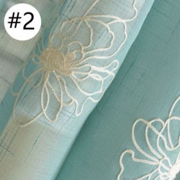 Cortinas De Voile Transparente Com Bordados Florais E Tule Decorativo Para Sala De Estar