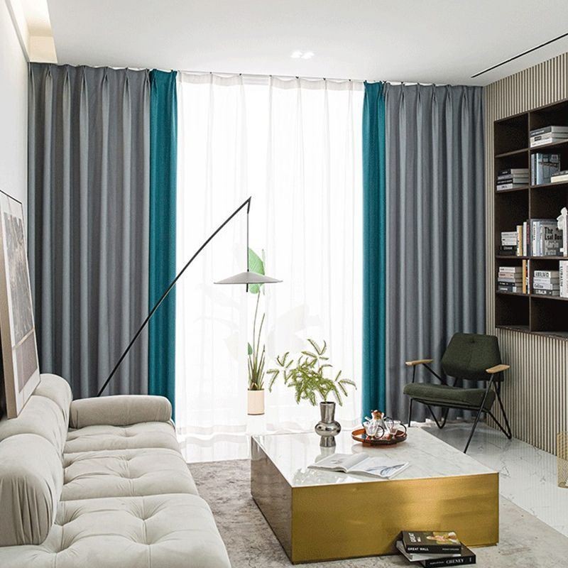 Cortinas Nórdicas De Patchwork Em Cores Sólidas Blackout Para Sala De Estar