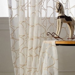 Cortina Moderna De Tule Bordado Sob Medida, Cortina Voile Transparente Para Sala De Estar